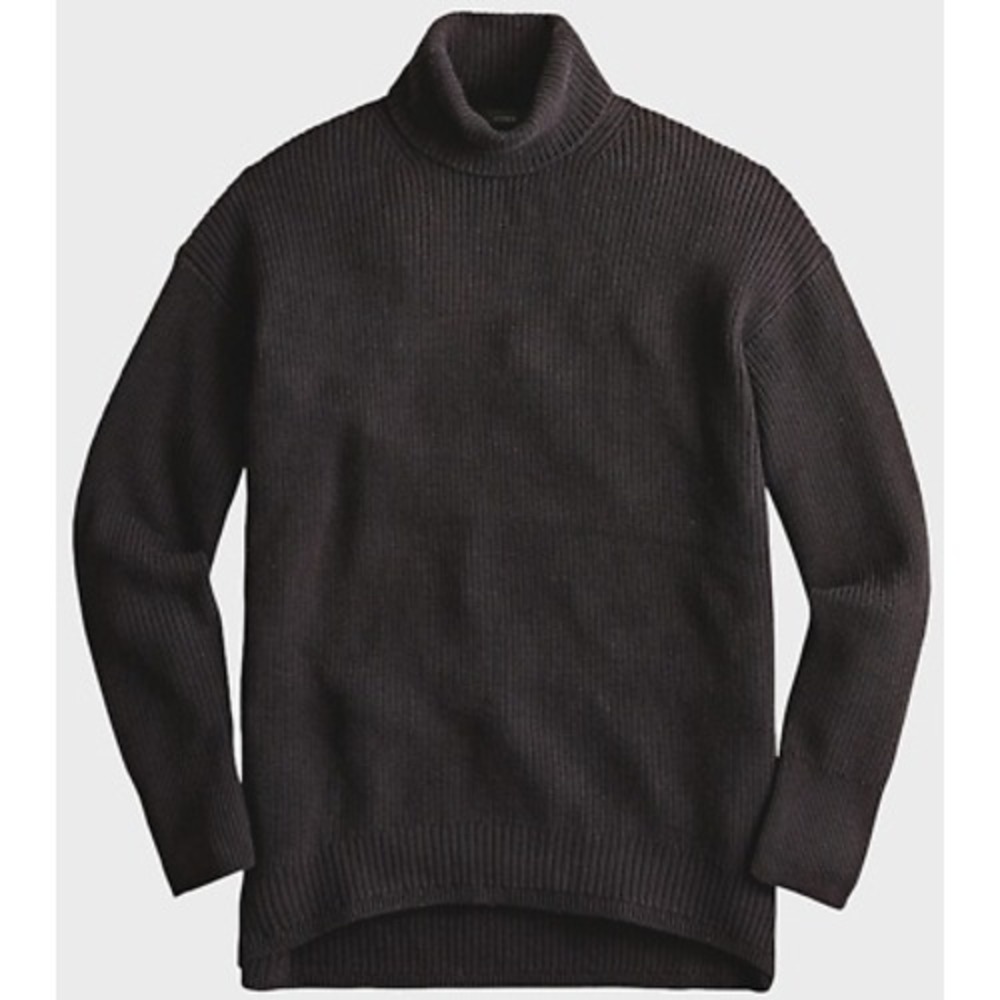 J.Crew Womens Black Cotton Cashmere Ribbed Turtleneck Sweater BB427 Small